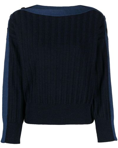 Pringle of Scotland Ribbed-knit Wool Sweater - Blue
