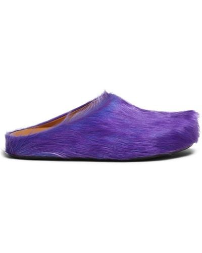 Marni Fussbet Sabot Calf-hair Slippers - Purple