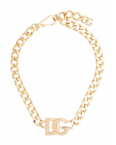 Dolce & Gabbana Llavero de cadena con colgante de logo - Metálico