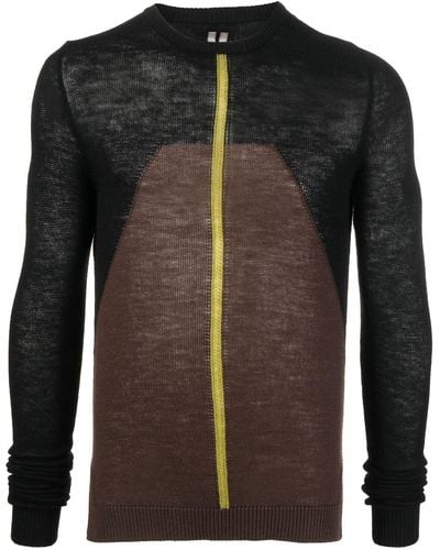 Rick Owens Pull en laine vierge à design à empiècements - Noir