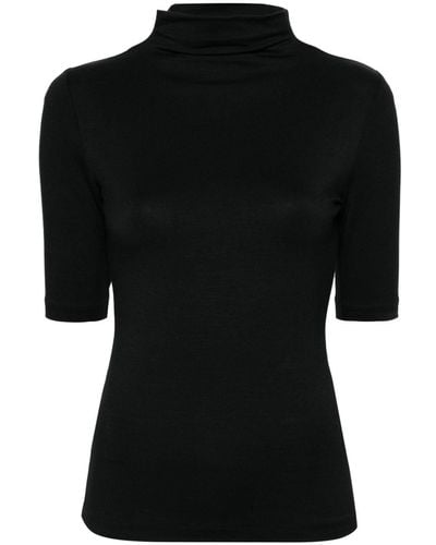 BOSS Mock-neck Jersey T-shirt - Zwart