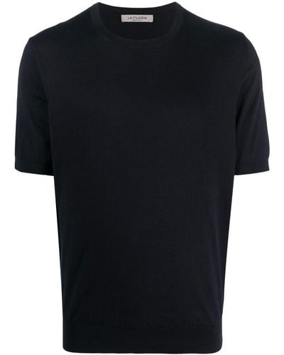 Fileria Short-sleeved Cotton Sweater - Black