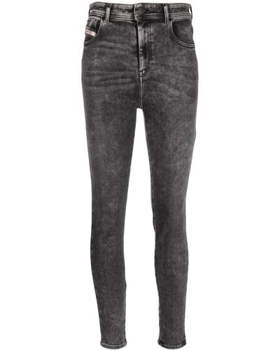 DIESEL Slandy Skinny-Jeans mit hohem Bund - Grau