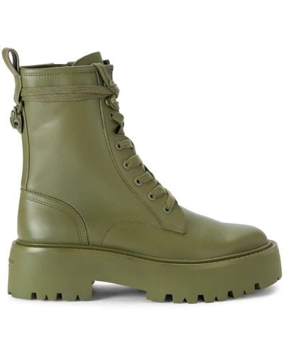 Kurt Geiger Matilda Leather Combat Boots - Green