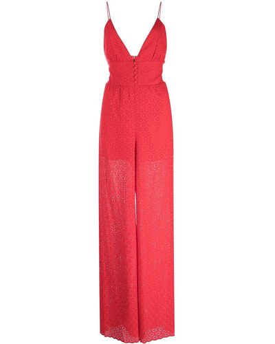 Alice + Olivia Tilly Lace Jumpsuit - Red