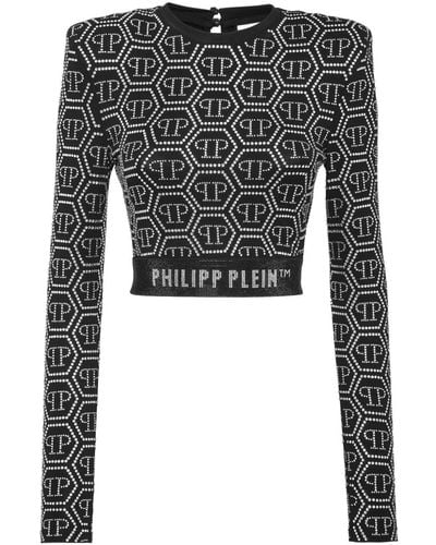 Philipp Plein All-over Graphic-print Cotton Top - Black
