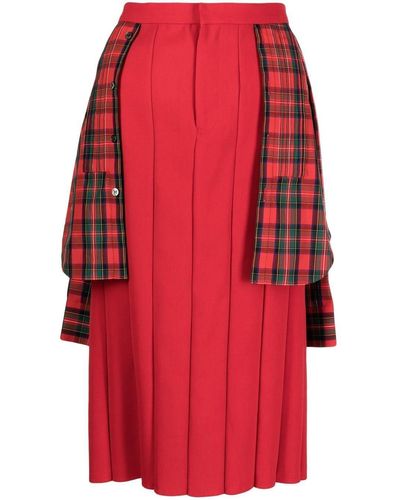 Undercover Inverted-pleat Design Skirt - Red