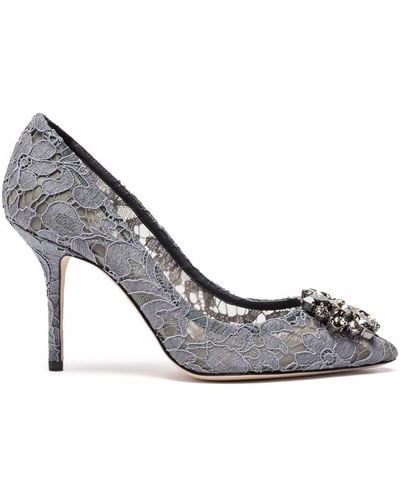 Dolce & Gabbana Taormina-lace Crystal-embellished Pumps - Gray