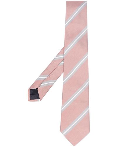 Tagliatore Cravate en soie à rayures diagonales - Rose