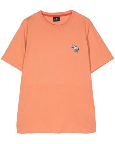 PS by Paul Smith T-Shirt aus Bio-Baumwolle mit Zebra-Print - Orange