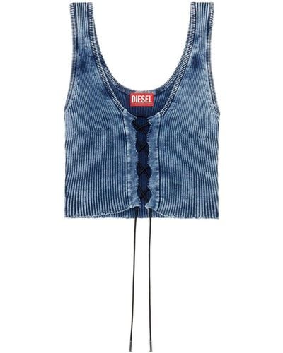DIESEL Lace-up Cropped Top - Blue