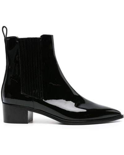 SCAROSSO Olivia 40mm Patente-leather Chelsea Boots - Black