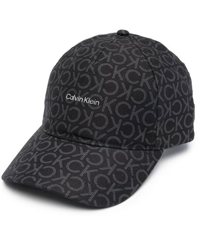 Calvin Klein オールオーバーロゴ キャップ - ブラック