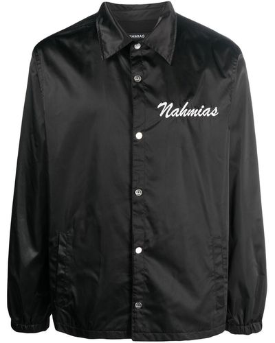 NAHMIAS Hemdjacke mit Slogan-Print - Schwarz