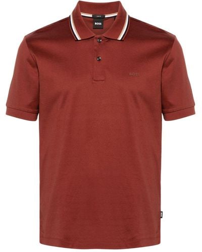 BOSS Logo-print Cotton Polo Shirt - Red