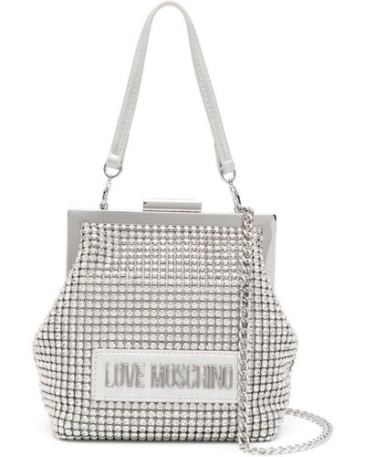 Love Moschino Clutch Verfraaid Met Kristallen - Wit