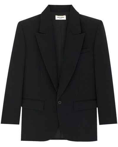 Saint Laurent Single-breasted Peaked Blazer - Black