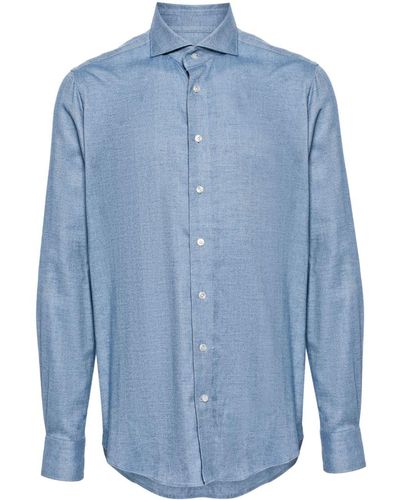 N.Peal Cashmere Effen Overhemd - Blauw