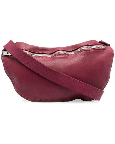 Guidi Zipped Leather Shoulder Bag - Purple