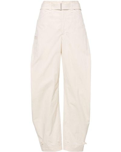 Lemaire Belted Tapered-leg Pants - White