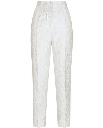 Dolce & Gabbana Pantalones pitillo bordados - Blanco