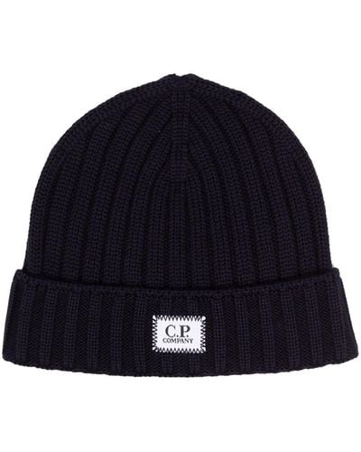 C.P. Company Cappello extra fine merino blu scuro in lana