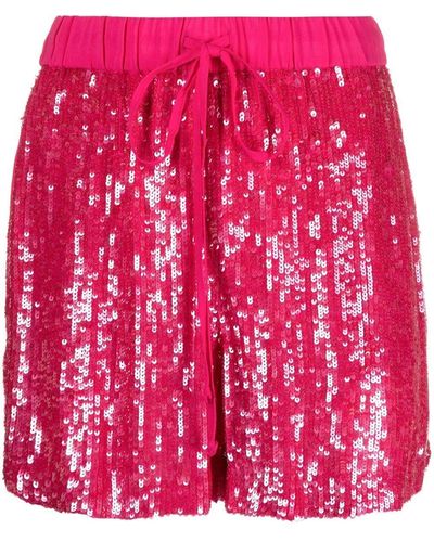 P.A.R.O.S.H. Sequin-embellished Drawstring Shorts - Red