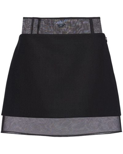 Prada Minifalda con paneles - Negro