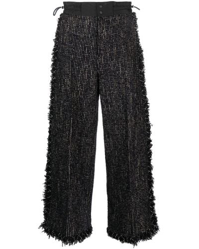 Sacai Pantalon en tweed à coupe courte - Noir