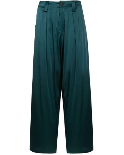 UMA | Raquel Davidowicz Straight-leg Silk Pants - Green