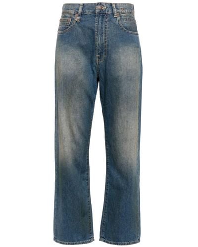 R13 Ausgeblichene Straight-Leg-Jeans - Blau