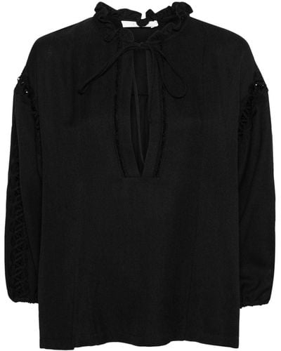 IRO Ganitte motif-embroidered blouse - Negro