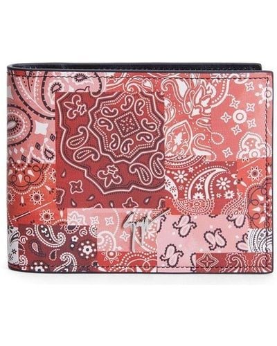 Giuseppe Zanotti Portafoglio bi-fold con stampa paisley - Rosa