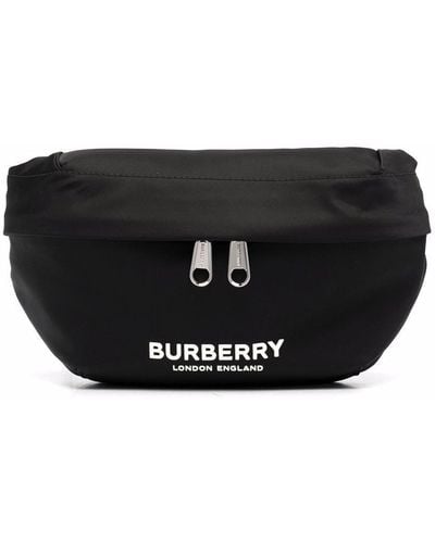 Burberry Sac banane Sonny à logo imprimé - Noir