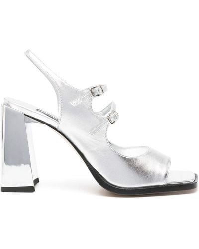 CAREL PARIS Vendôme 95mm Metallic Leather Sandals - White