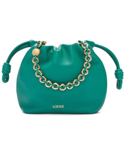 Loewe Flamenco Round Leather Shoulder Bag - Green