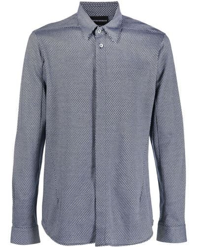 Emporio Armani Chemise à motif géométrique - Bleu