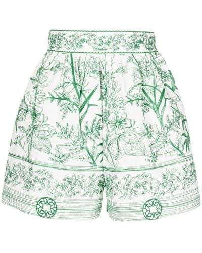 Elie Saab High-Waist-Shorts mit Blumen-Print - Grün