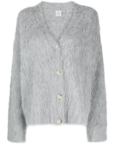 Totême Cardigan en laine mélangée à col v - Gris