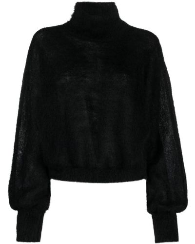 Alberta Ferretti Roll-neck Mohair-blend Sweater - Black