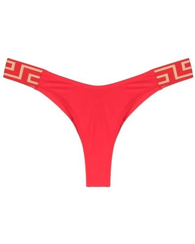 Versace Slip bikini con dettaglio Greca - Rosso