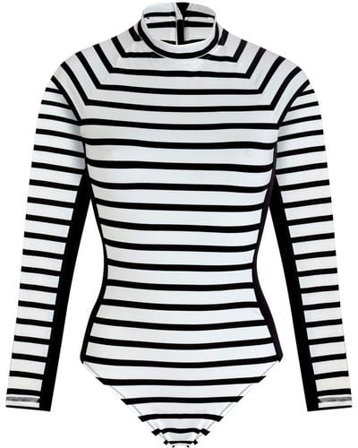 Vilebrequin Lexya Striped Rashguard Swimsuit - Black