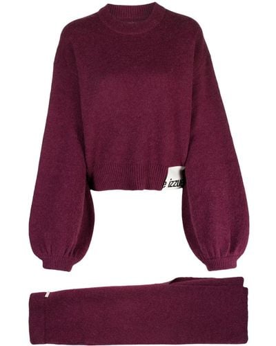 Izzue Logo-appliqué Fine-knit Sweater Set - Purple