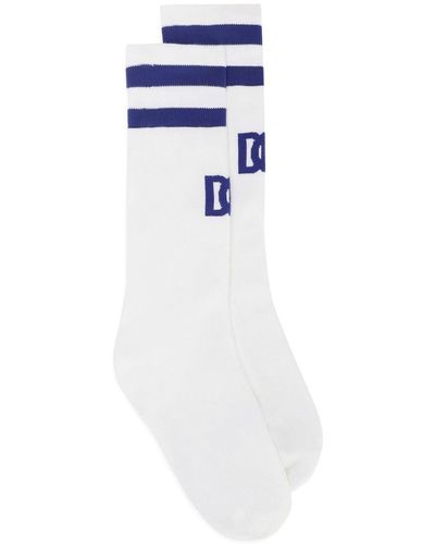 Dolce & Gabbana Jacquard-Socken mit DG-Logo - Weiß