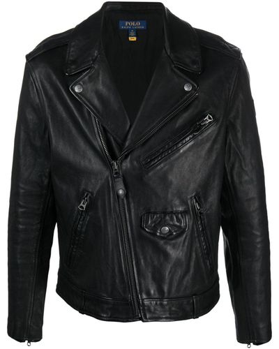 Polo Ralph Lauren Logo-patch Leather Jacket - Black