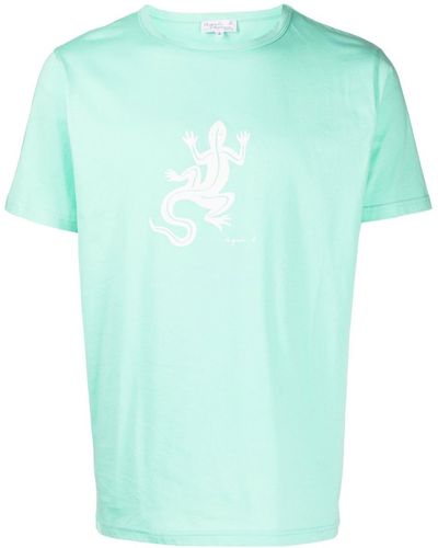 agnès b. Lizard-print Cotton T-shirt - Green