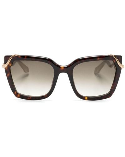 Roberto Cavalli Snake-motif Oversize-frame Sunglasses - Brown