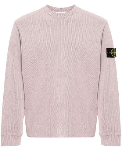 Stone Island Crew-neck Ribbed-knit Sweatshirt - Pink