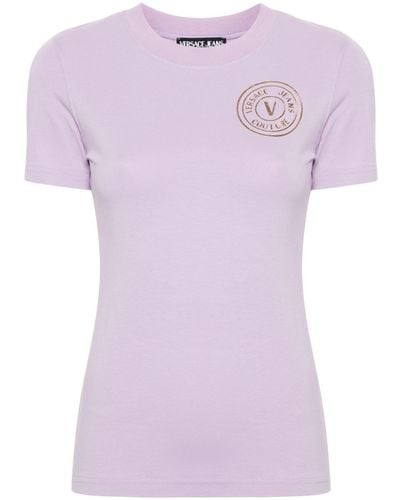 Versace T-shirt Met Logoprint - Paars
