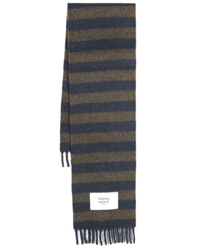 Maison Kitsuné Logo-patch Striped Scarf - Black